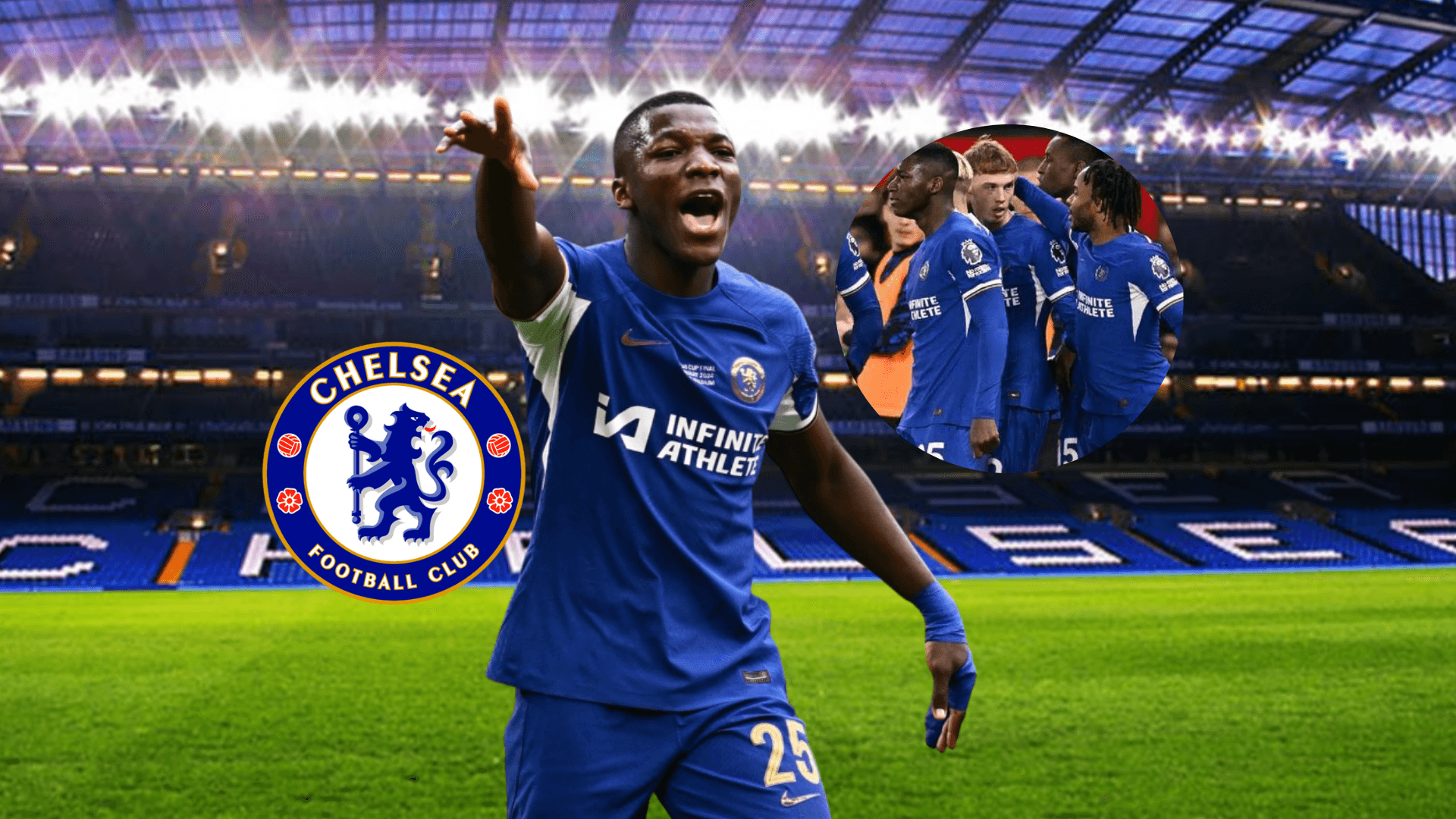 Moisés Caicedo dando instrucciones en Chelsea en Stamford Bridge