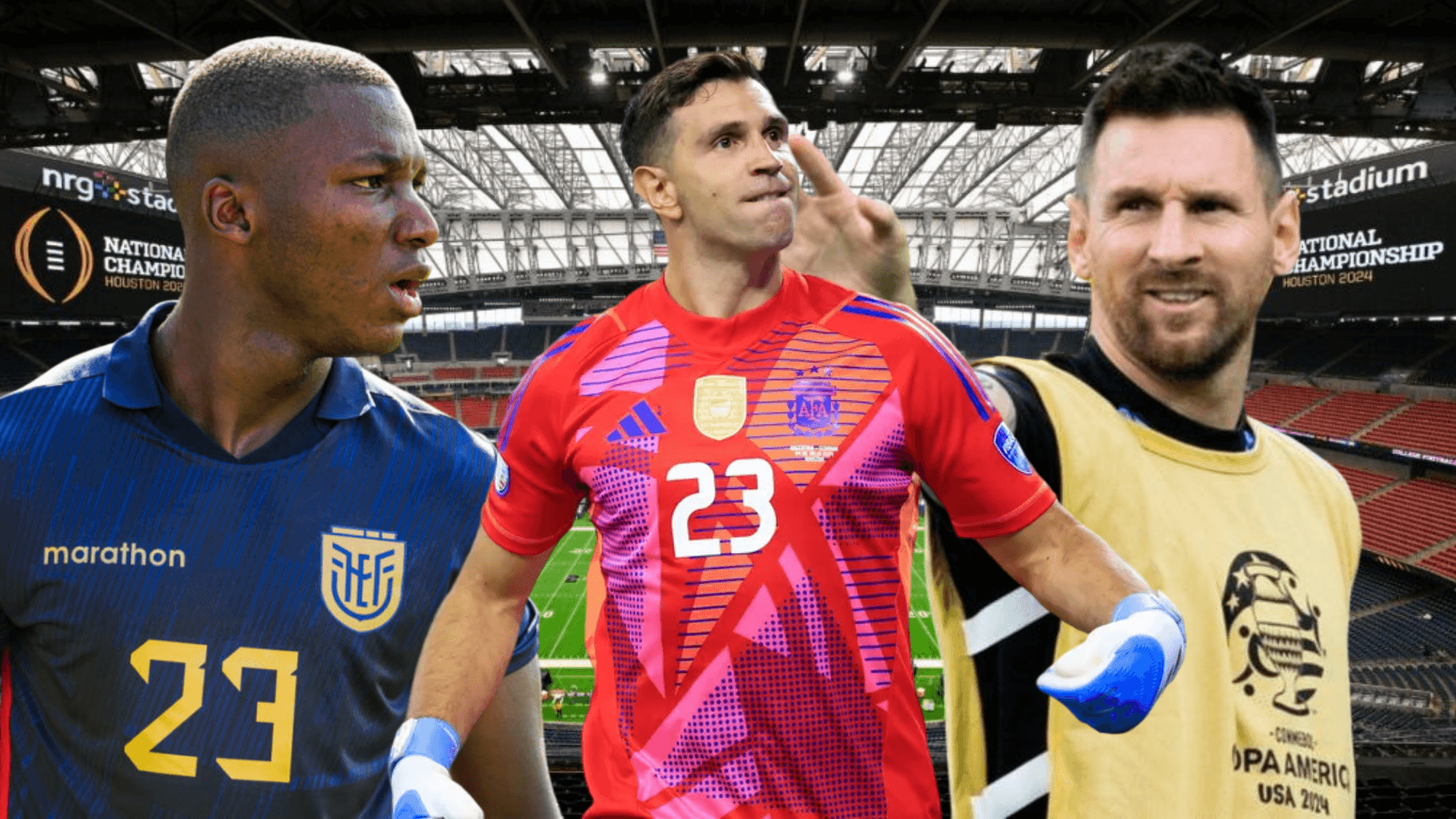Moisés Caicedo, Dibu Martínez y Lionel Messi (Foto tomada de: 365/Copa América/Gentileza/EFE)