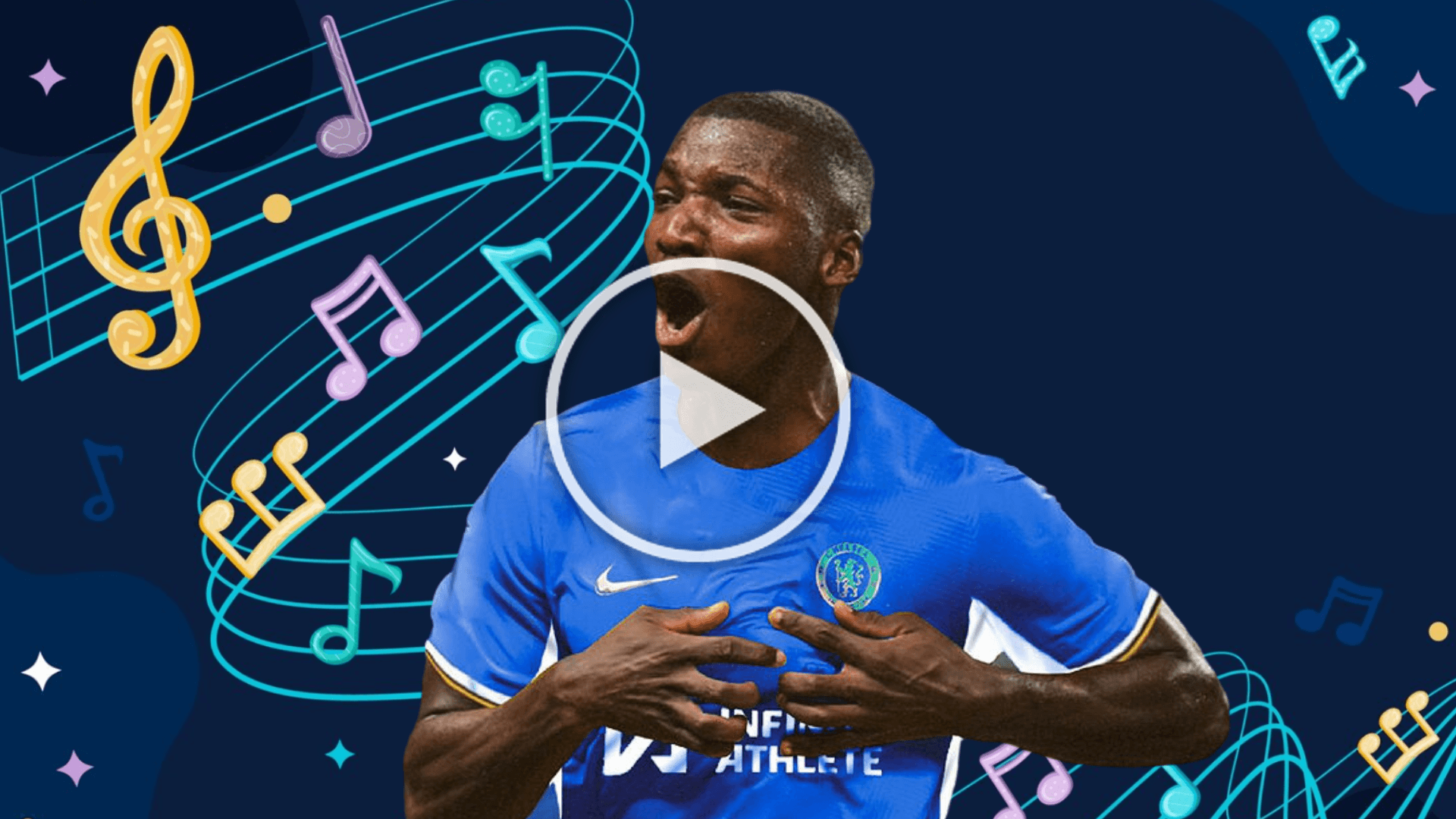Moisés Caicedo, fondo de notas musicales. Foto tomada de: Freepick/Marca