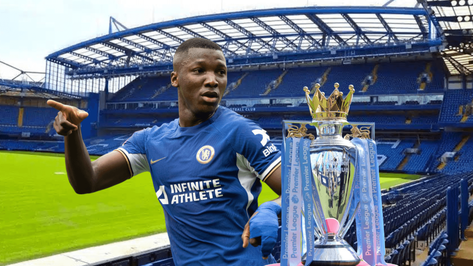 Moisés Caicedo jugando, trofeo de la Premier League. Foto tomada de: Seleccions