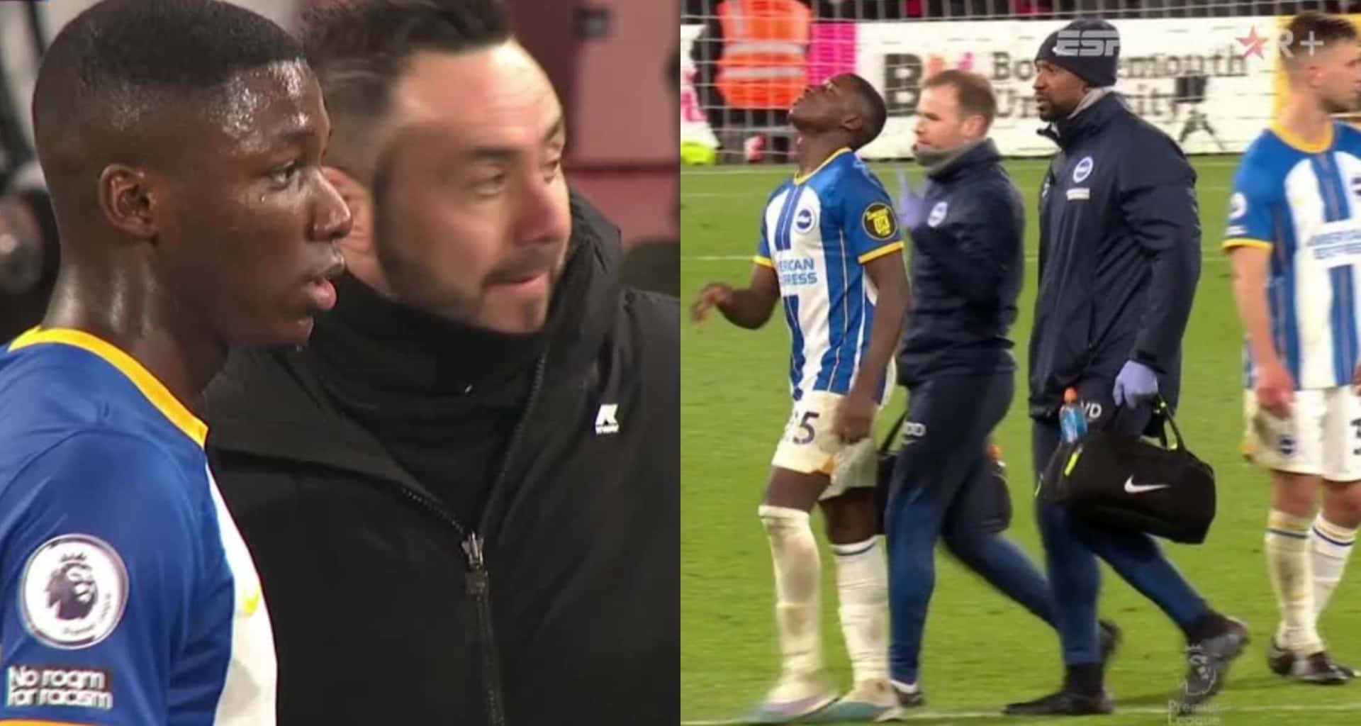 Moisés Caicedo se fue con mucho dolor tras una lesión con el Brighton y así fue la reacción de Roberto De Zerbi