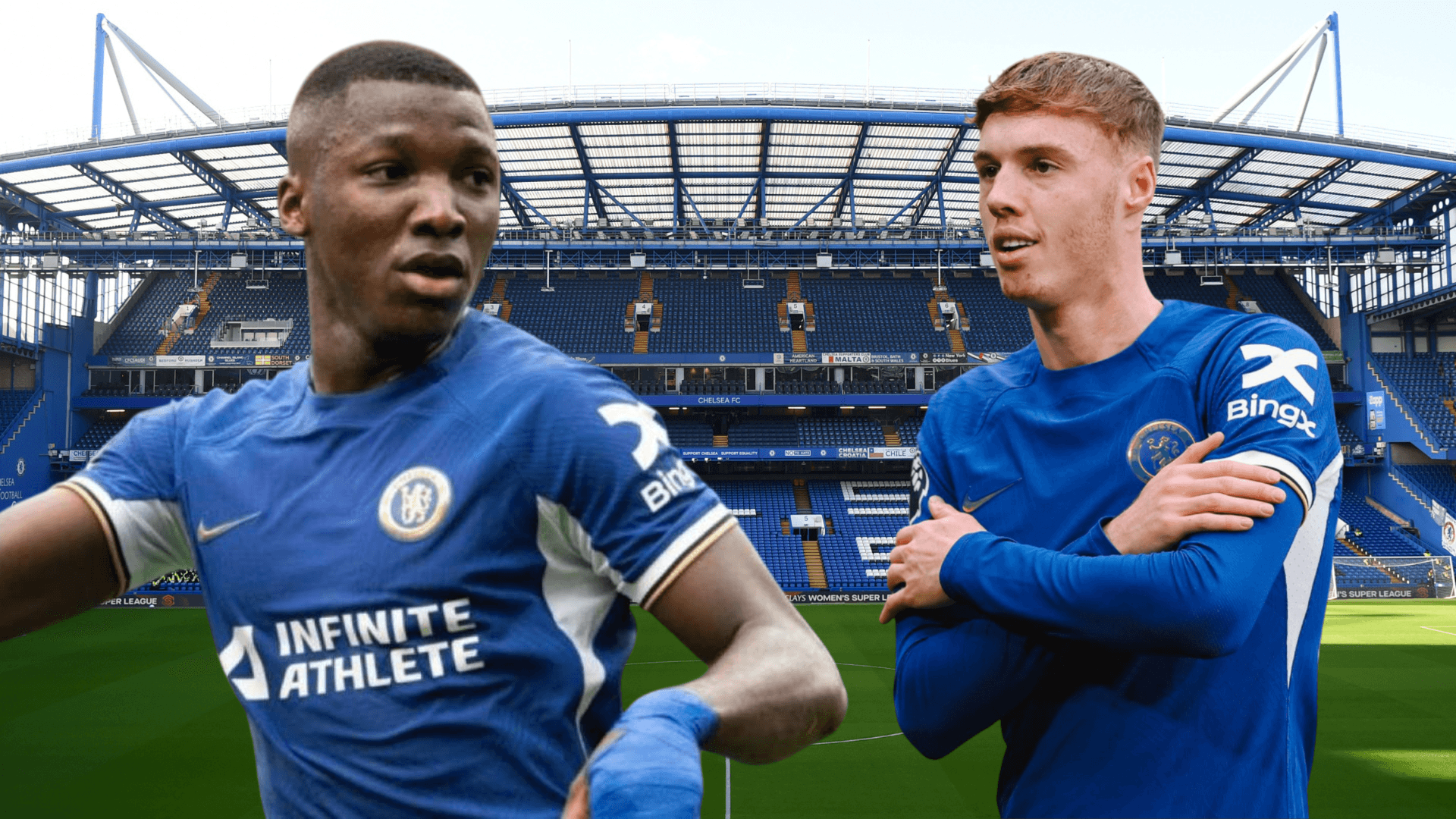 Moisés Caicedo y Cole Palmer (Foto tomada de: The Sun/Chelsea/Marca)