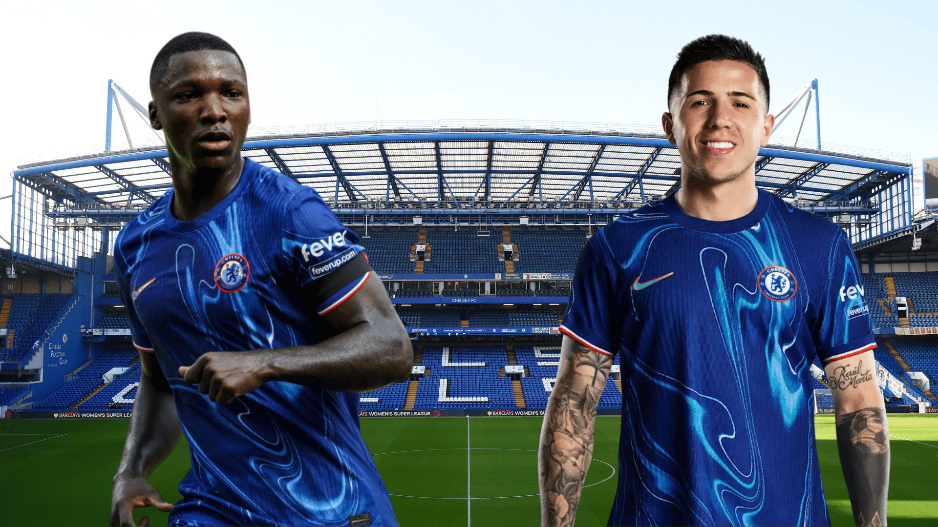 Moisés Caicedo y Enzo Fernández (Foto tomada de: The Sun/Chelsea)