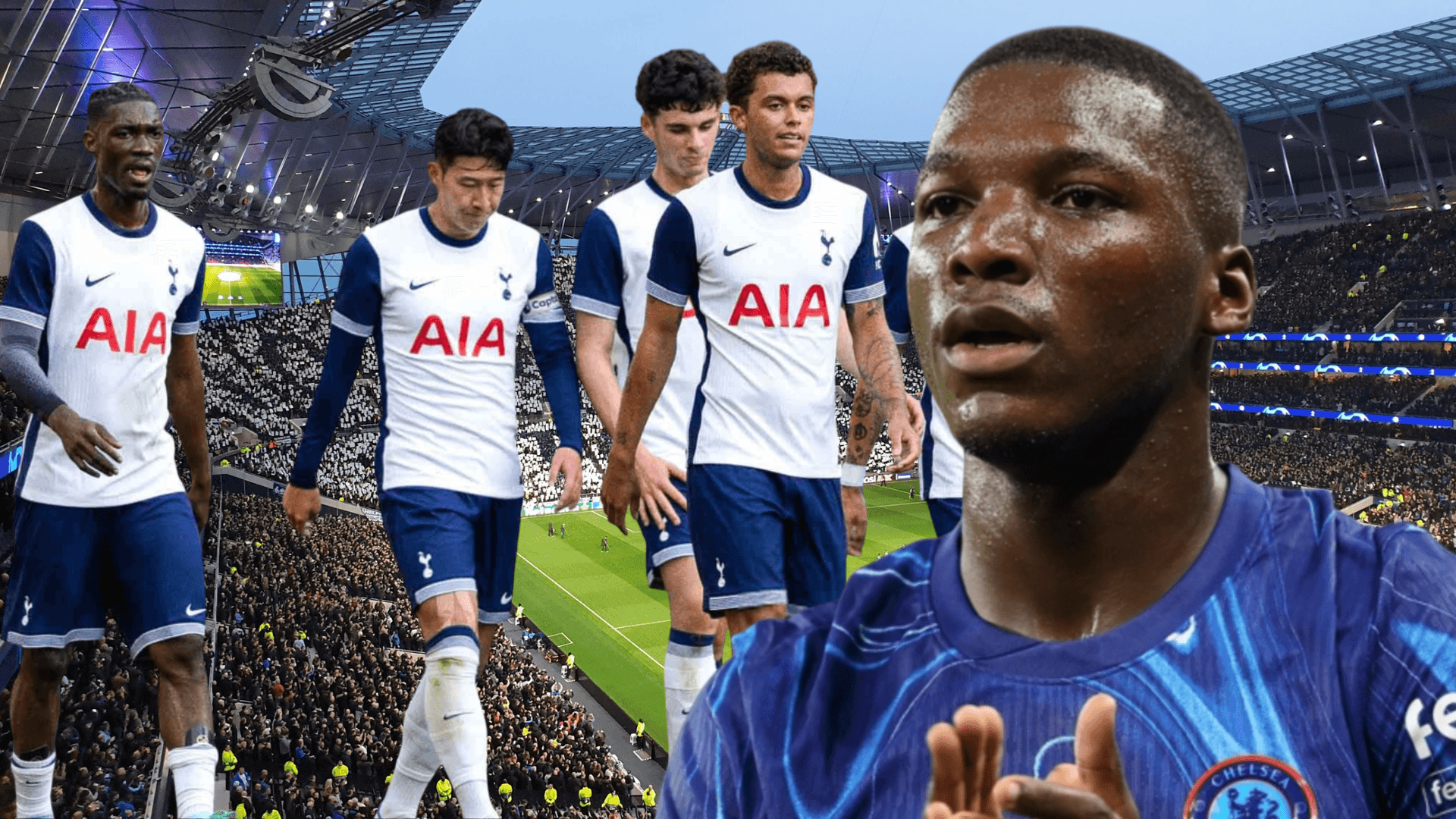 Moisés Caicedo y jugadores del Chelsea (Foto tomada de: Tarkett/Chelsea/Tottenham)