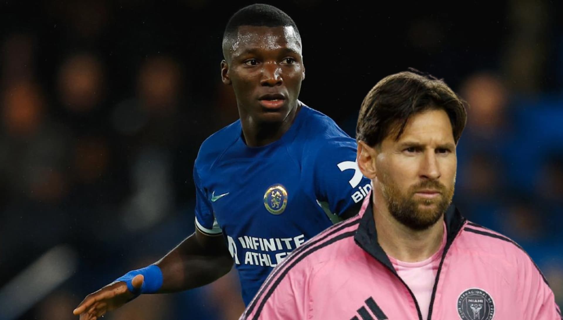 Moisés Caicedo y Lionel Messi