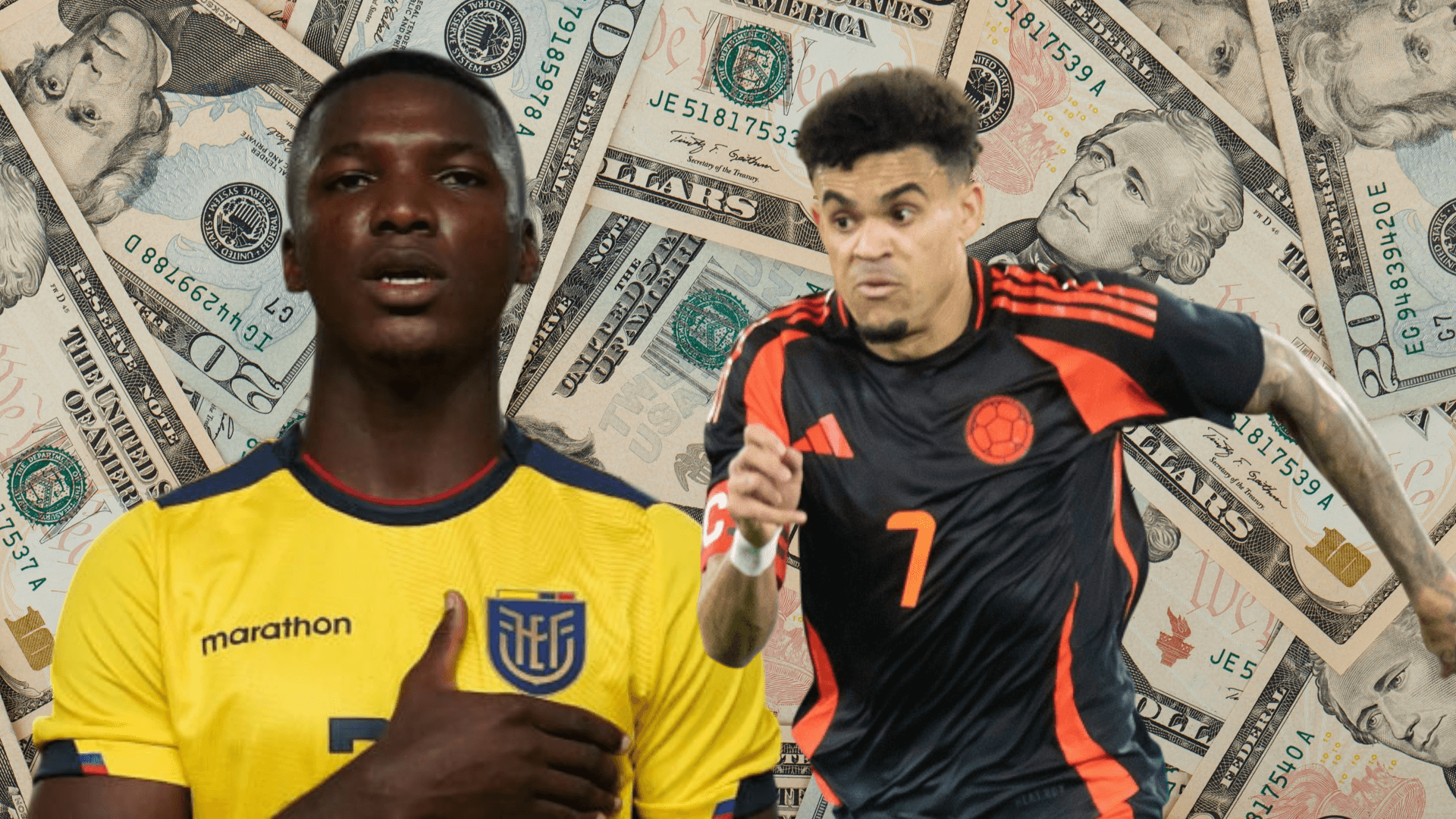 Moisés Caicedo y Luis Díaz (Foto tomada de: Forbes/Moisés Caicedo/Transfermarkt)