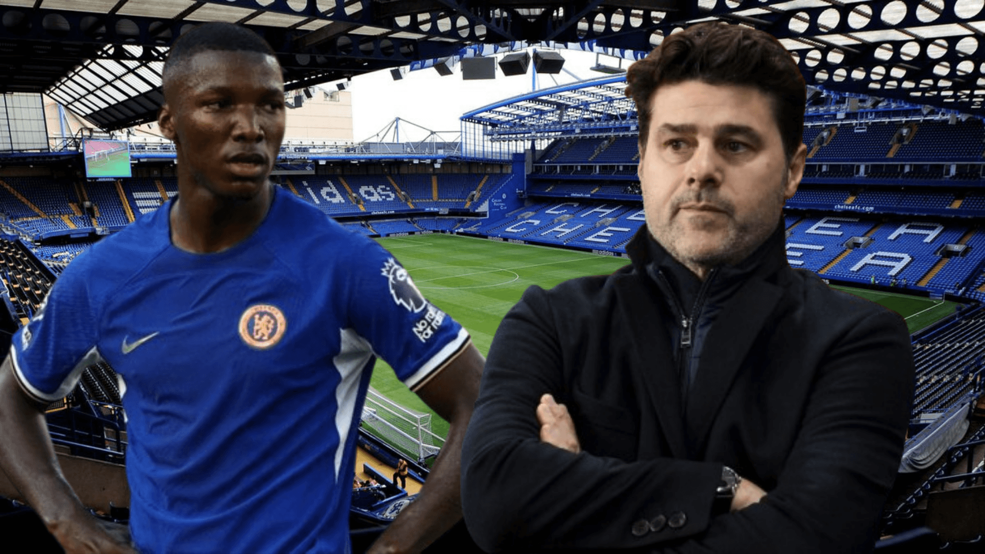 Moisés Caicedo y Mauricio Pochettino en Stamford Bridge (Foto tomada de: Mochilero Viajando/Chelsea)
