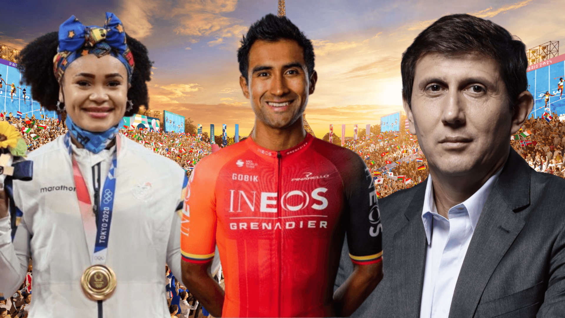 Neisi Dajomes, Jonathan Narváez y Varsky (Foto tomada de: Juegos Olímpicos/Ministerio del Deporte/Jonathan Narváez/CNN)