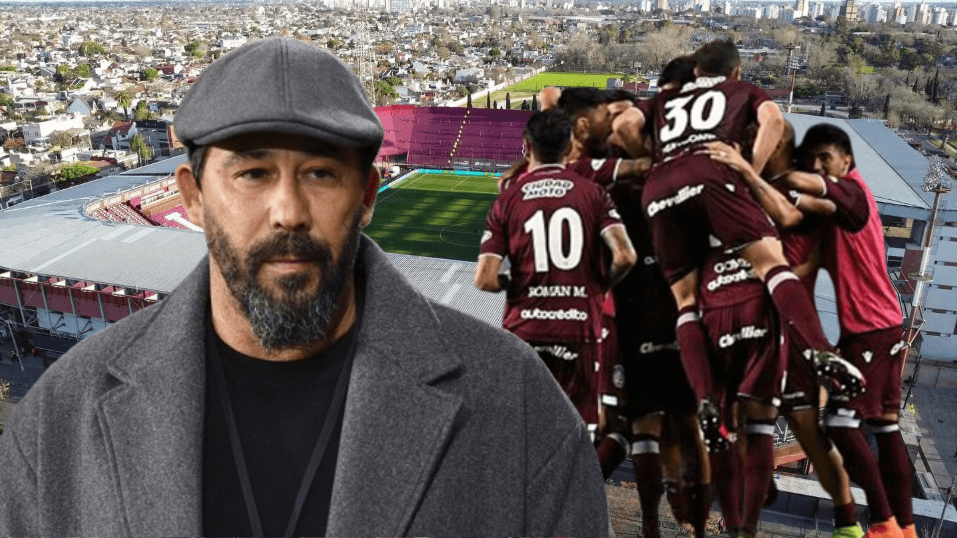 Pablo Sánchez y jugadores de Lanús (Foto tomada de: Estadio/Conmebol)