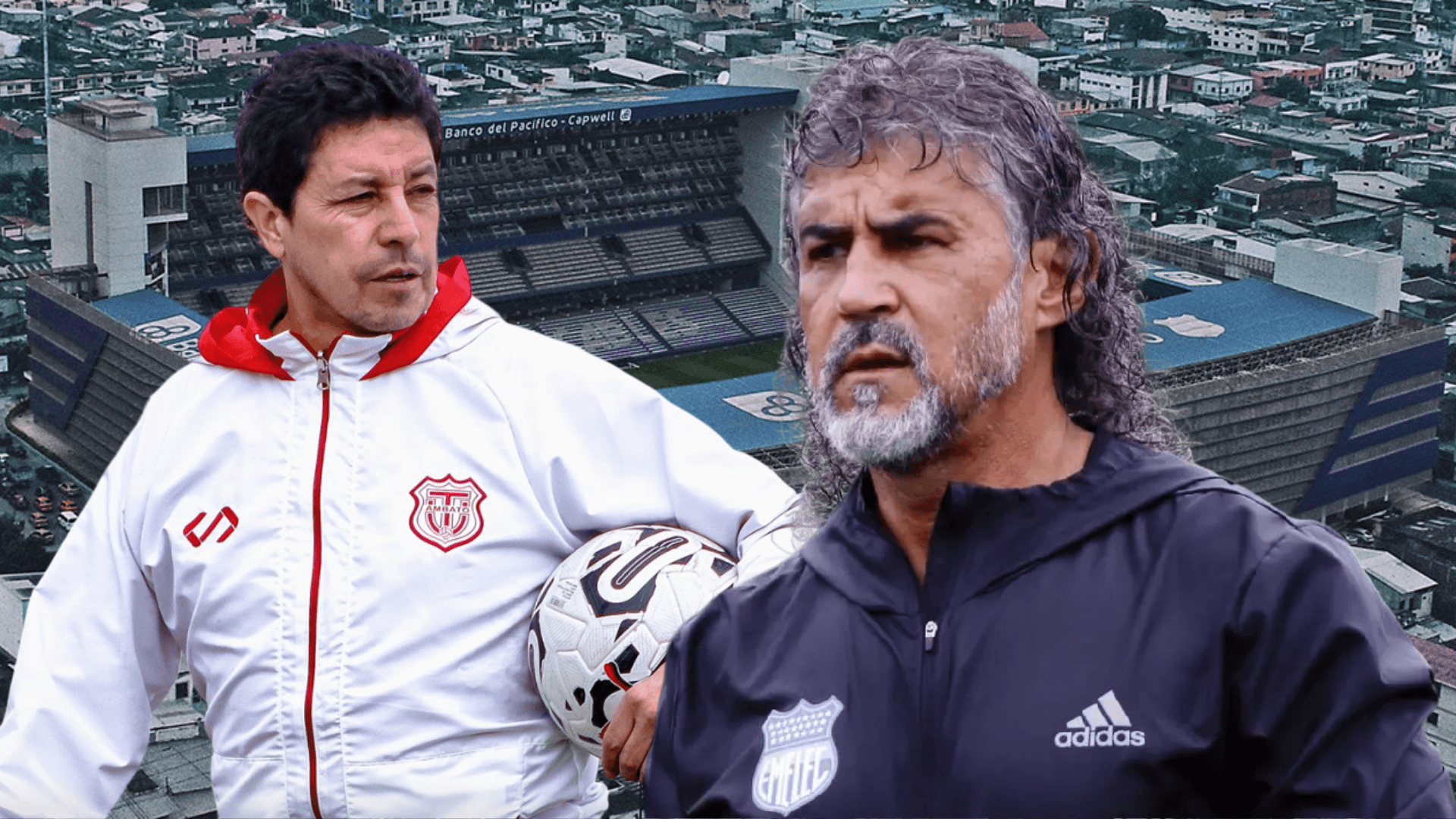 Paúl Vélez y Leonel Álvarez (Foto tomada de: Wikipedia/Emelec/Técnico Universitario)