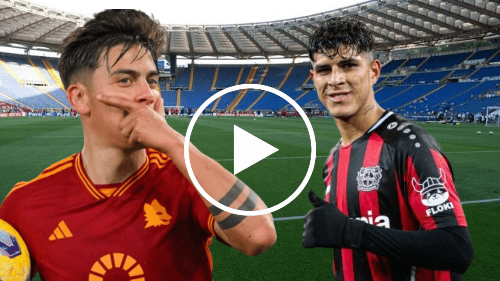 Paulo Dybala y Piero Hincapié en el Estadio Olímpico (Foto tomada de: Viator/Bayer Leverkusen/Argentina)
