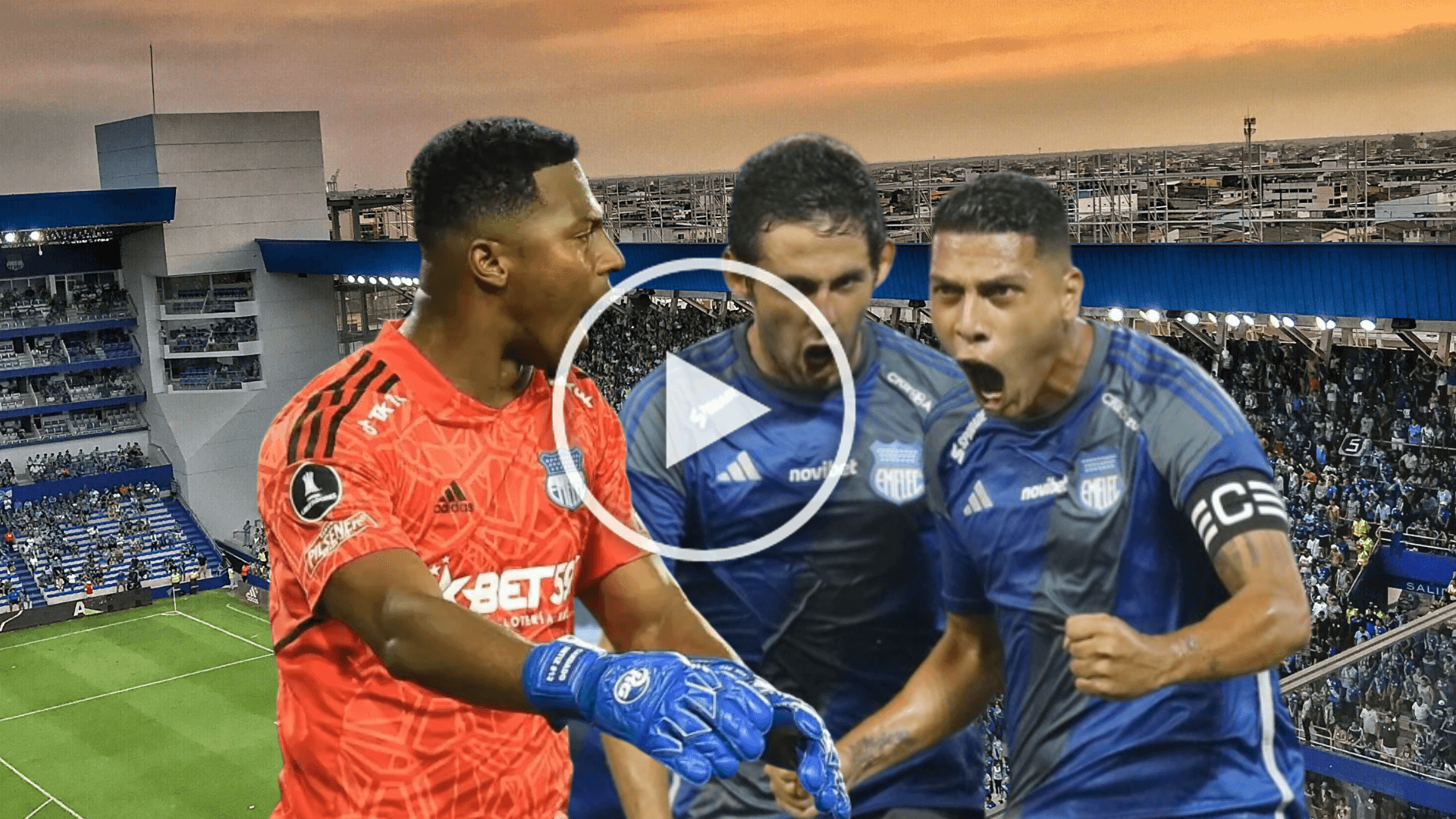Pedro ortiz enojado, jugadores de Emelec gritando. Foto tomada de: Emelec/API