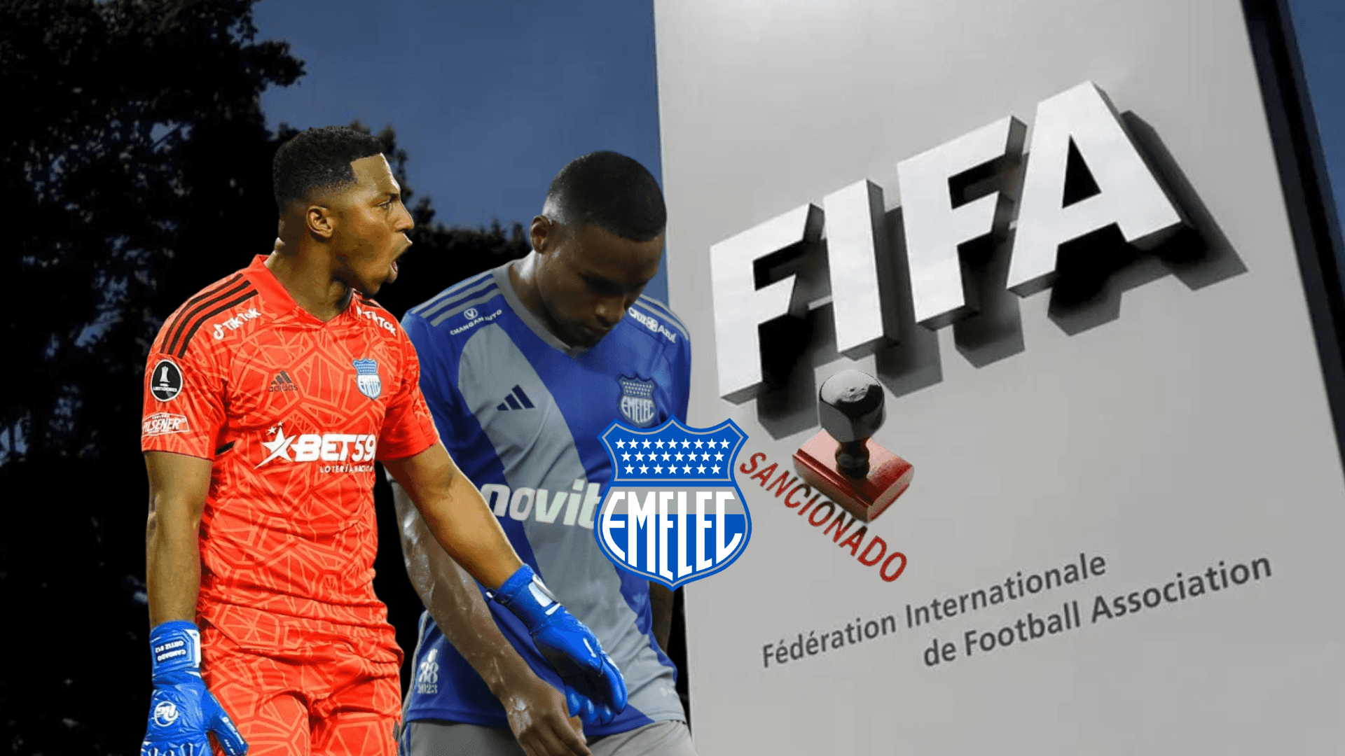 Pedro ortiz gritando, Valencia triste, escudo Emelec, edificio FIFA. Foto tomada de: 24 Horas/Juicios/Emelec