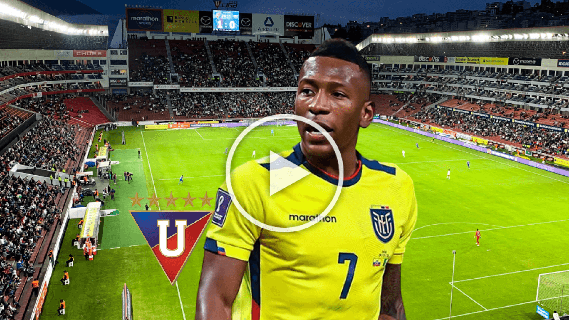 Pervis Estupiñán, hinchada de Liga de Quito. Foto tomada de: El Mercurio/LDU
