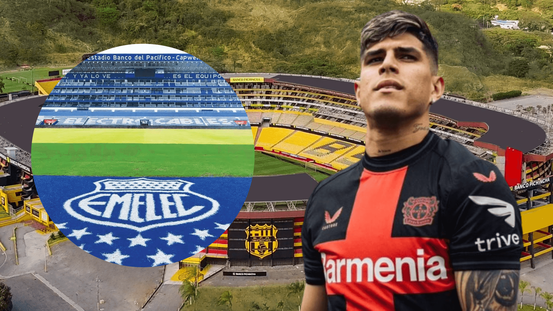 Piero Hincapié en el Estadio Monumental y Estadio Capwell (Foto tomada de: Barcelona SC/ESPN/Emelec)
