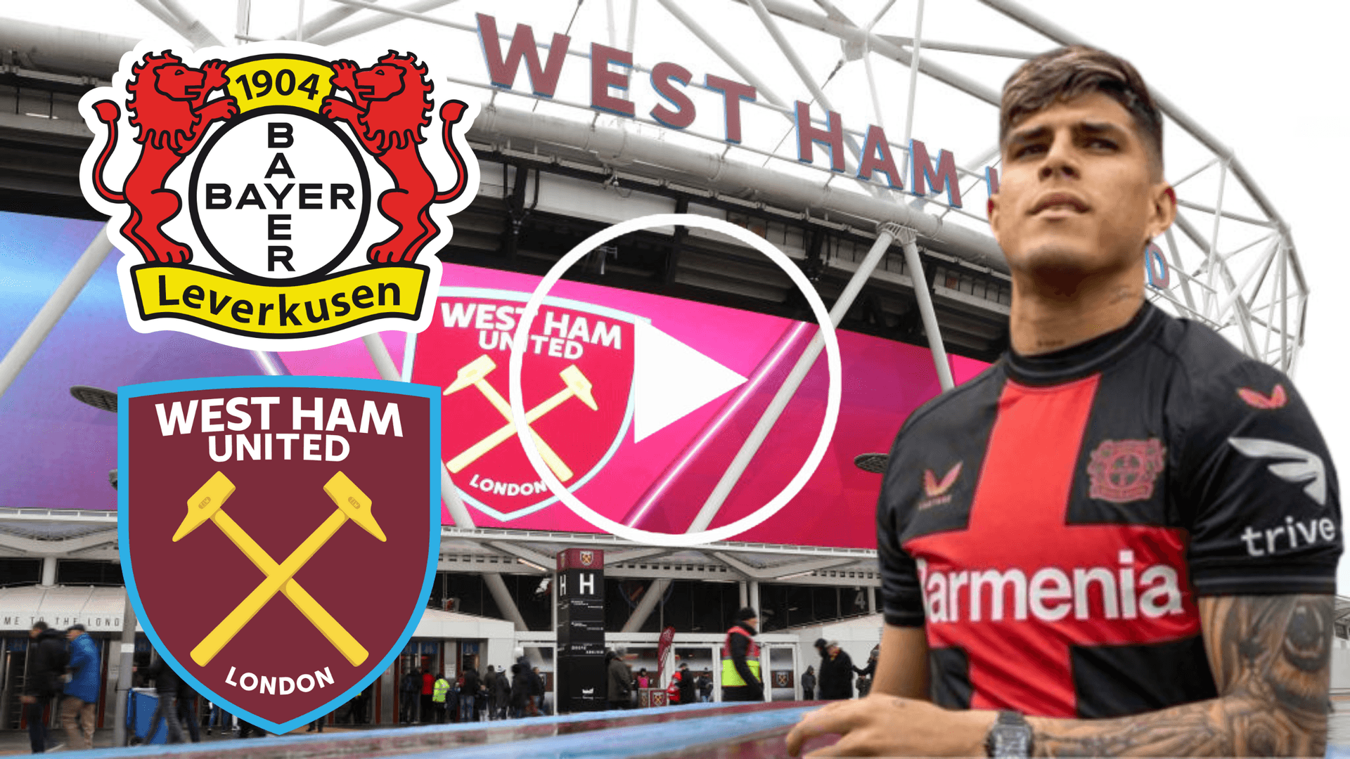 Piero Hincapié en el West Ham Stadium (Foto tomada de: West Ham/Bayer Leverkusen/Wikipedia)