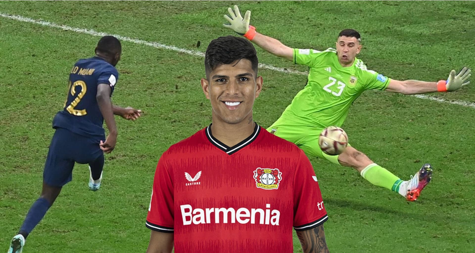 Piero Hincapié le hizo la vida imposible a Kolo Muani con el Leverkusen