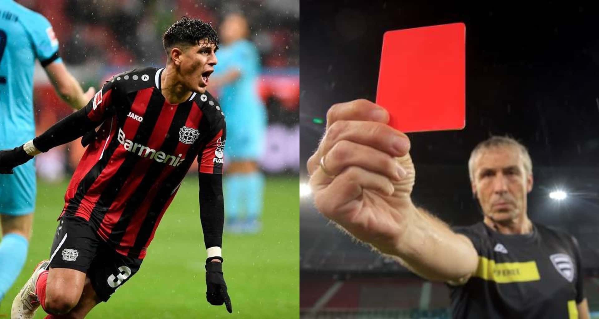 Piero Hincapié no pudo terminar el partido que el Baker Leverkusen ganó porque se fue expulsado por doble amarilla