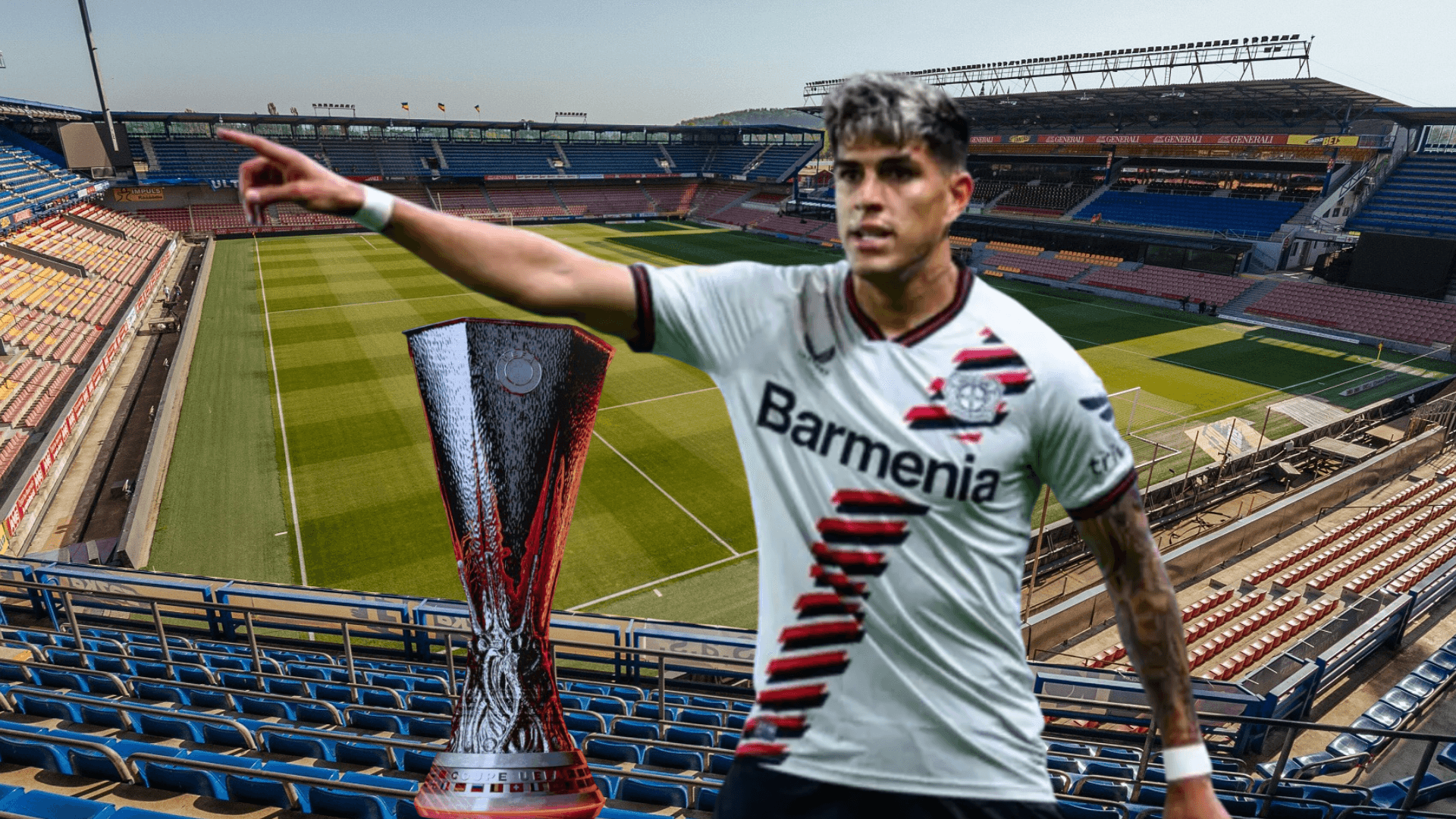 Piero Hincapié, trofeo Europa League. Foto tomada de: ESPN/Bayer Leverkusen