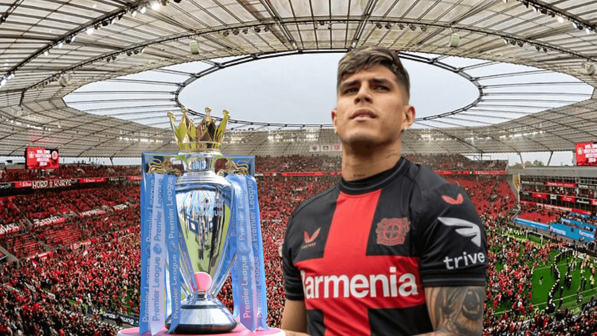 Piero Hincapié, trofeo Premier League. Foto tomada de: ESPN/Bayer Leverkusen