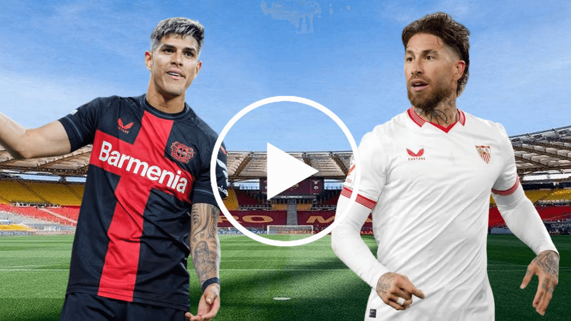 Piero Hincapié y Sergio Ramos en el Stadio Olimpico (Foto tomada de: Tribunews/Bayer Leverkusen/