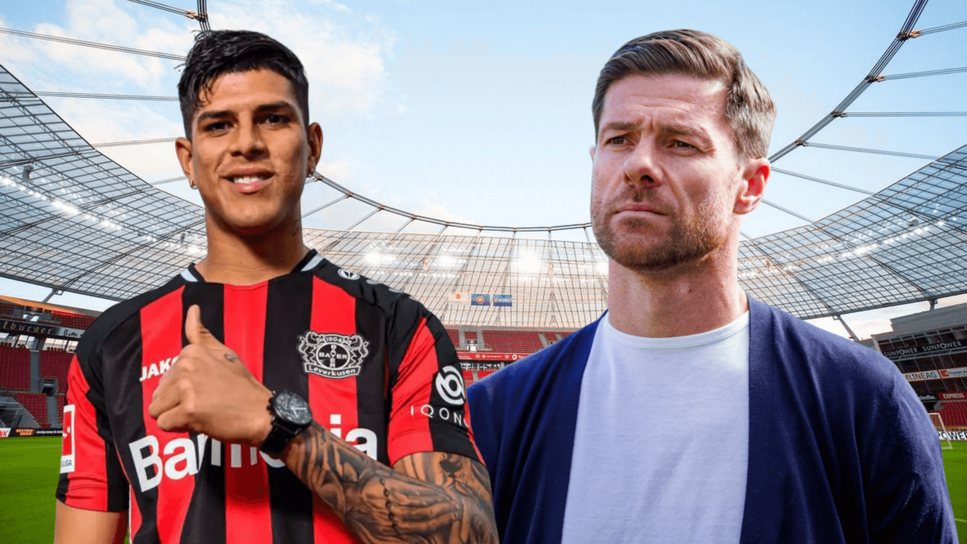 Piero Hincapié y Xabi Alonso (Foto tomada de: Wikipedia/Piero Hincapié/Bayer Leverkusen)