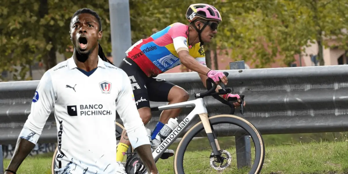 Ricardo Adé llegó al complejo de LDU en bicicleta