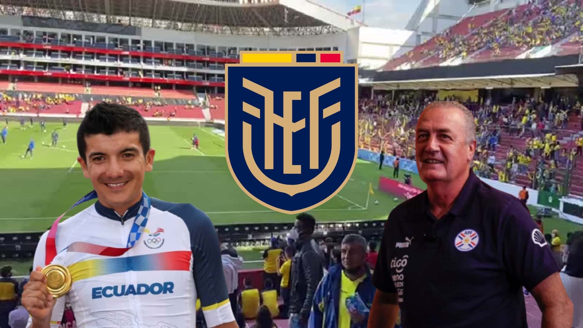 Richard Carapaz y Gustavo Alfaro / Foto de: El Futbolero Ecuador