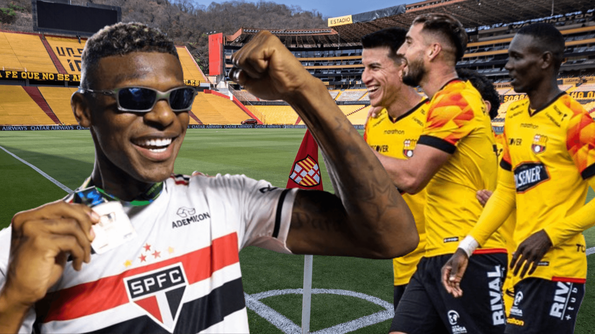 Robert Arboleda y los jugadores de Barcelona SC en el Estadio Monumental (Foto tomada de: Barcelona SC/Primicias)