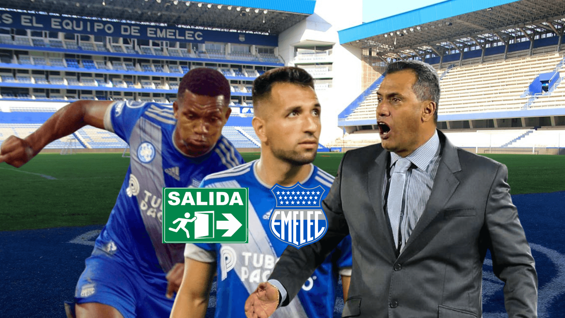 Romario Caicedo jugando, Aníbal Leguizamón serio, Hernán Torres gritando. Foto tomada de: Emelec