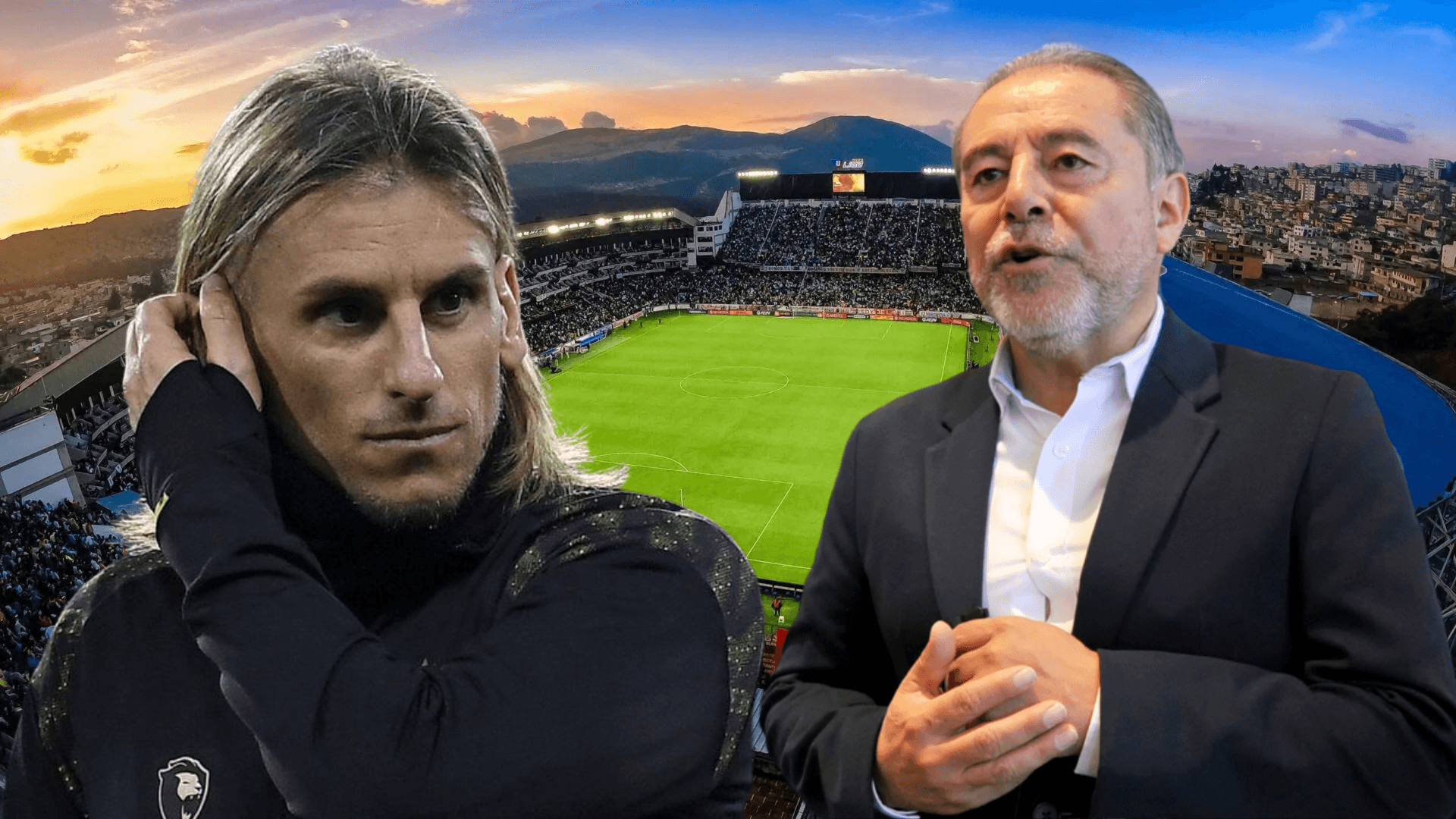 Sebastián Beccacece e Isaac Álvarez en el Estadio Rodrigo Paz (Foto tomada de: Liga de Quito/Eurosport)