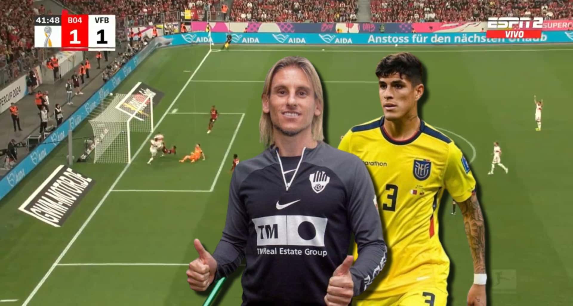 Sebastián Beccacece y Piero Hincapié / Foto: Bundesliga