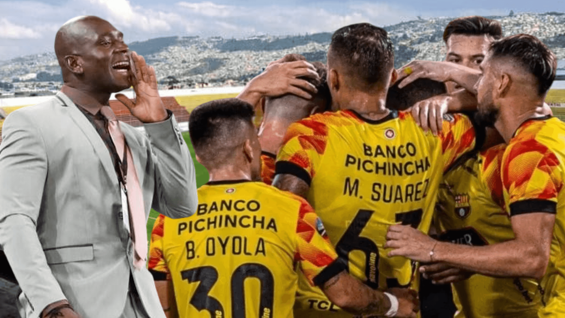 Segundo Alejandro Castillo y jugadores de Barcelona SC (Foto tomada de: Aucas/API)