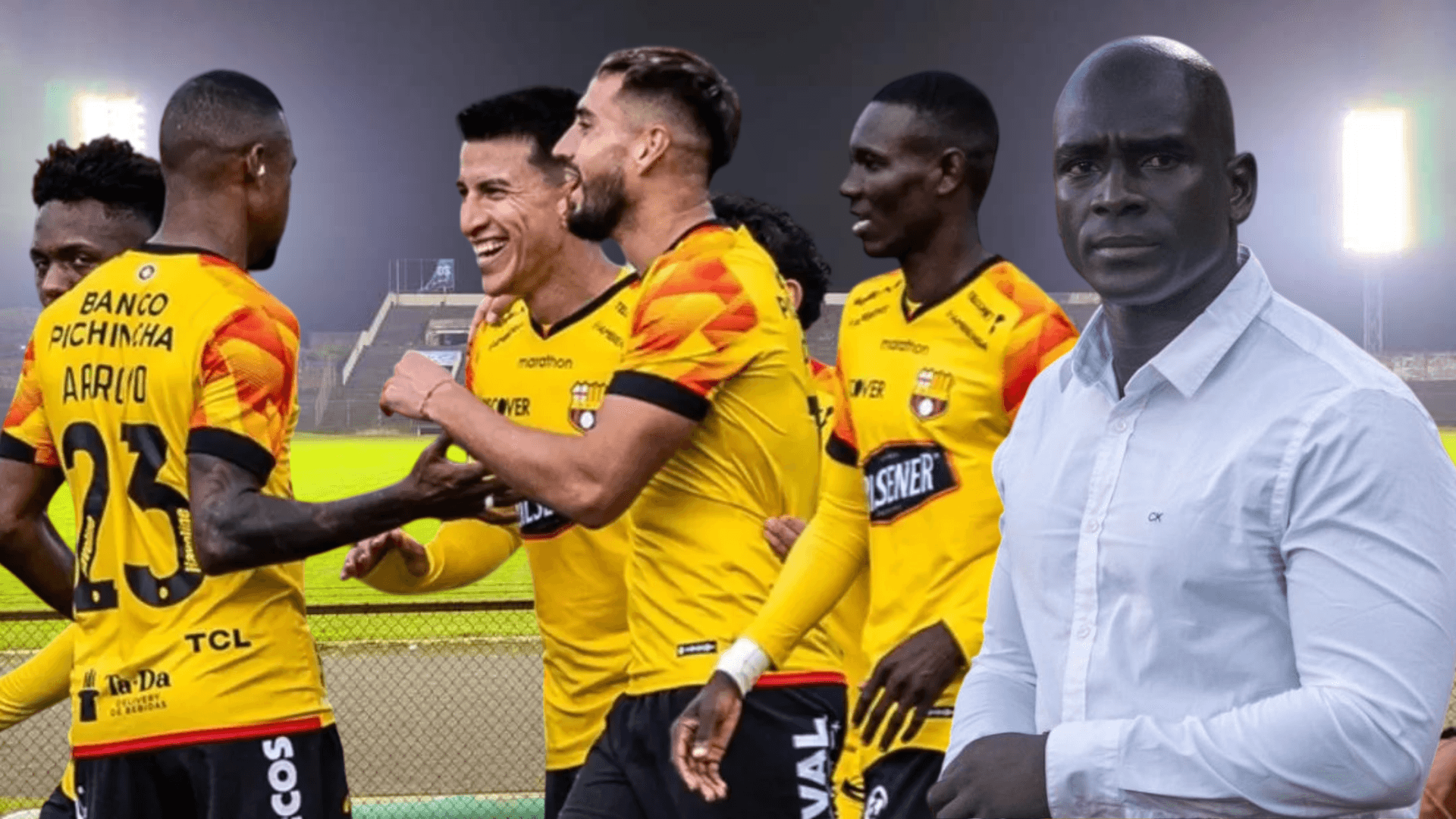 Segundo Alejandro Castillo y jugadores de Barcelona SC (Foto tomada de: Santo Domingo/API)