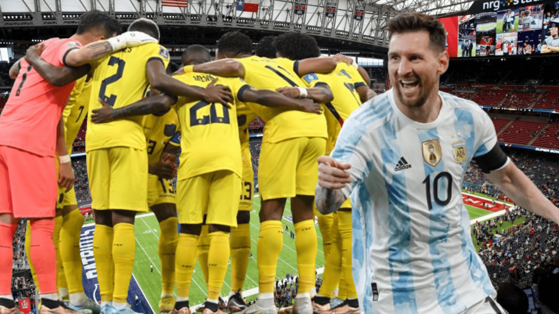 Selección Ecuatoriana y Lionel Messi (Foto tomada de: Wikipedia/ESPN/AFP)