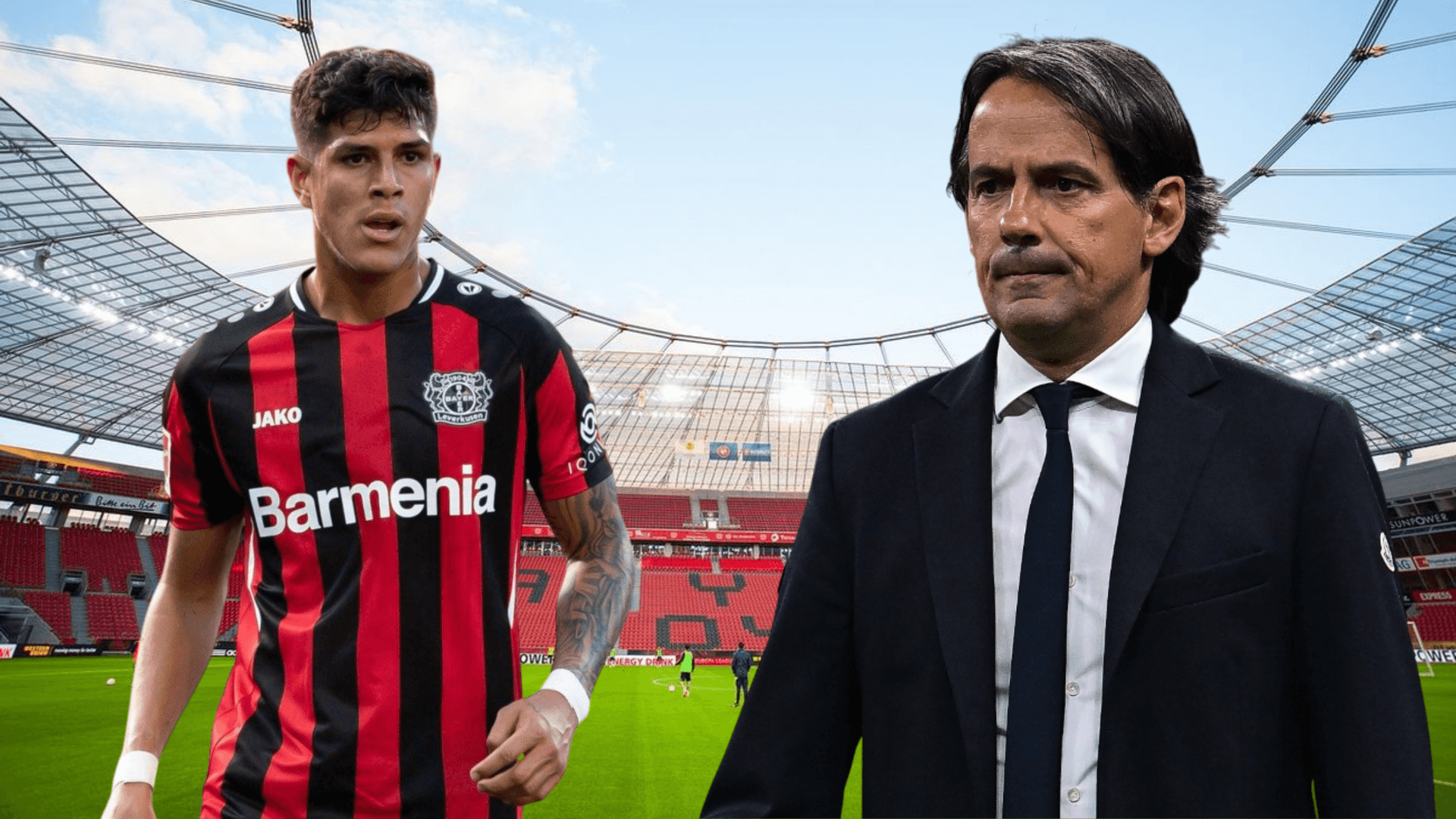 Simone Inzaghi y Piero Hincapié (Foto tomada de: Wikipedia/Sporting/Bayer Leverkusen)