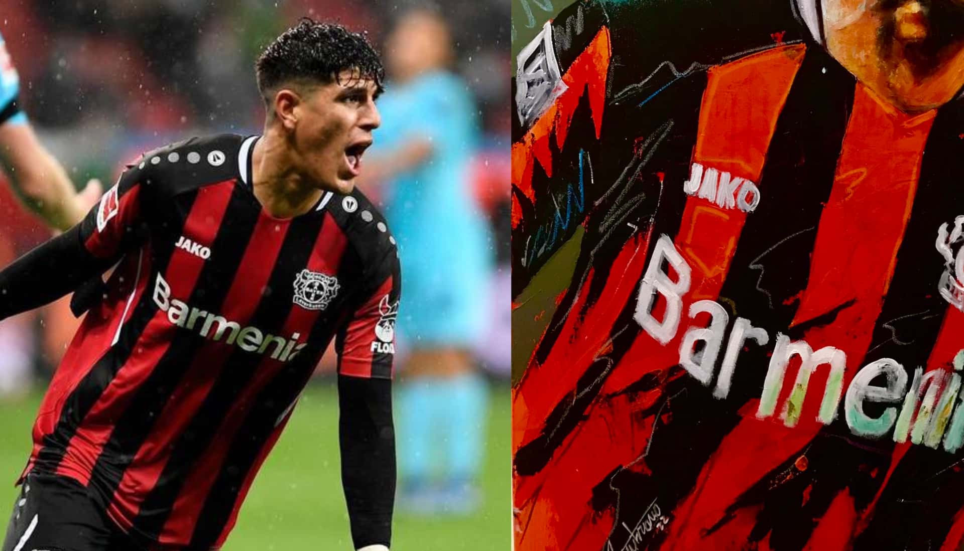 Un aficionado realizó una pintura inspirada en Piero Hincapié y el ecuatoriano le respondió