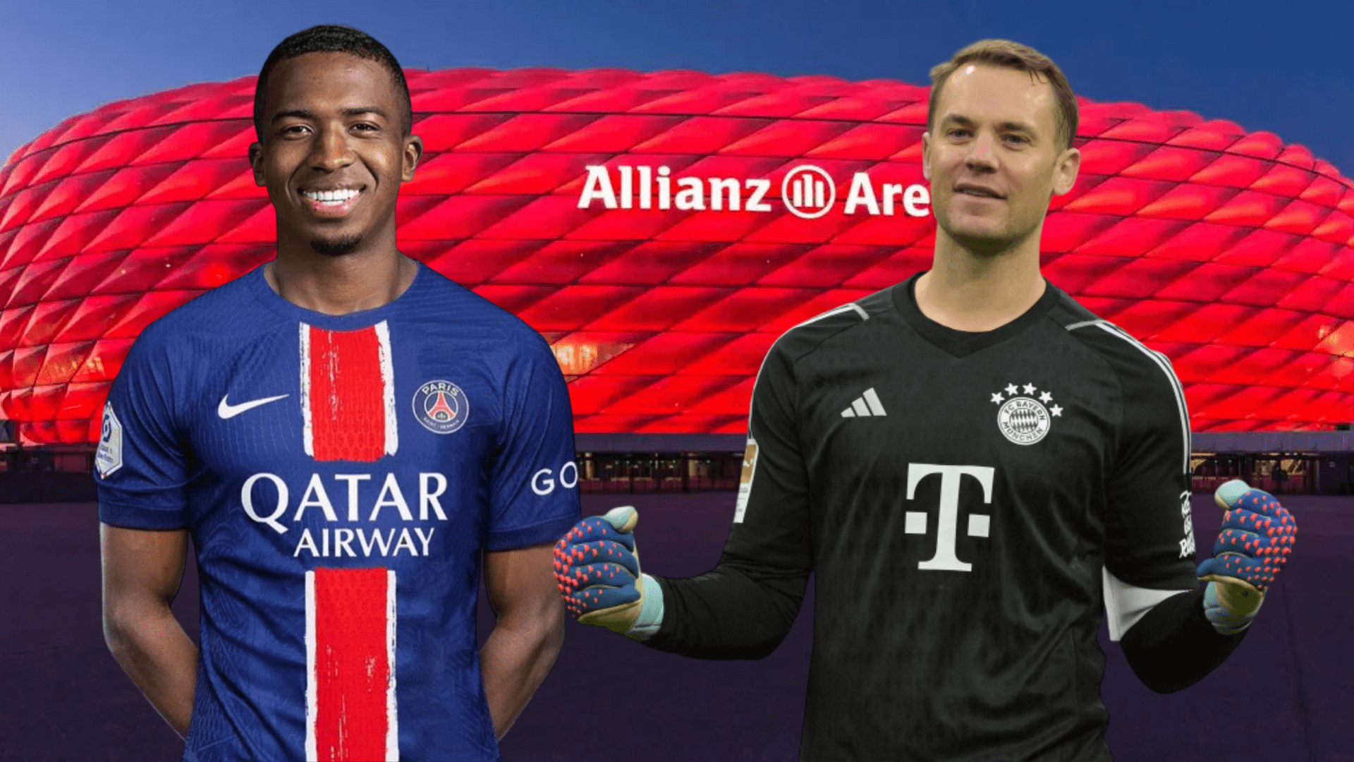 William Pacho y Manuel Neuer (Foto tomada de: Muenchen/PSG/Transfermarkt)