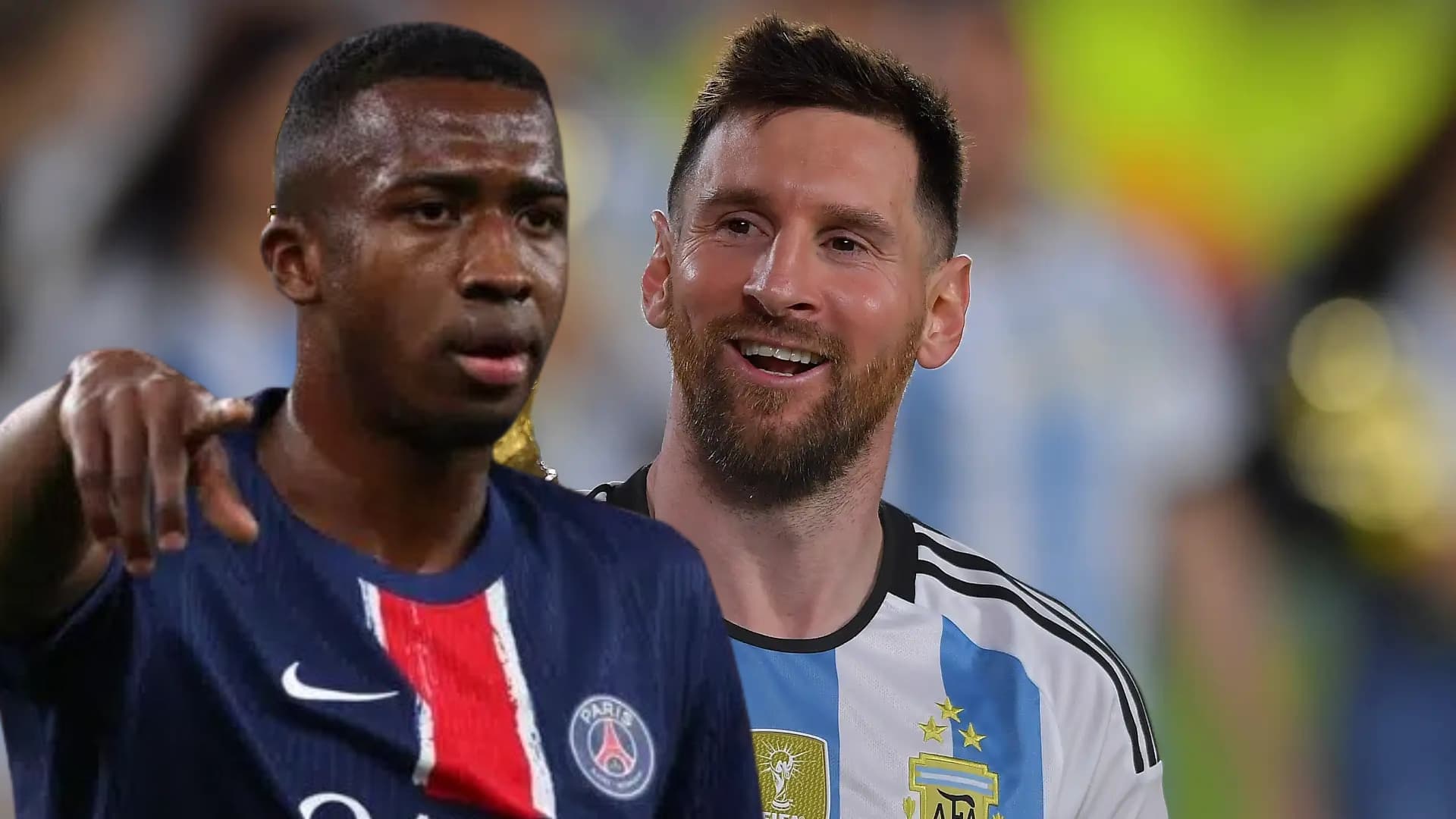 Willian Pacho y Lionel Messi