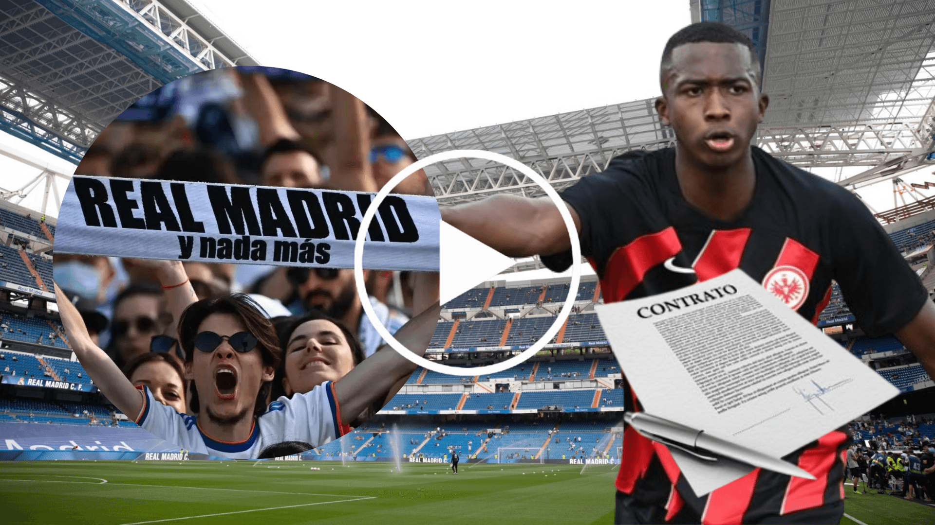 Willian Pacho y los hinchas del Real Madrid en el Santiago Bernabéu (Foto tomada de: Wikipedia/Transfermarkt/AFP/T4 Franquicias)