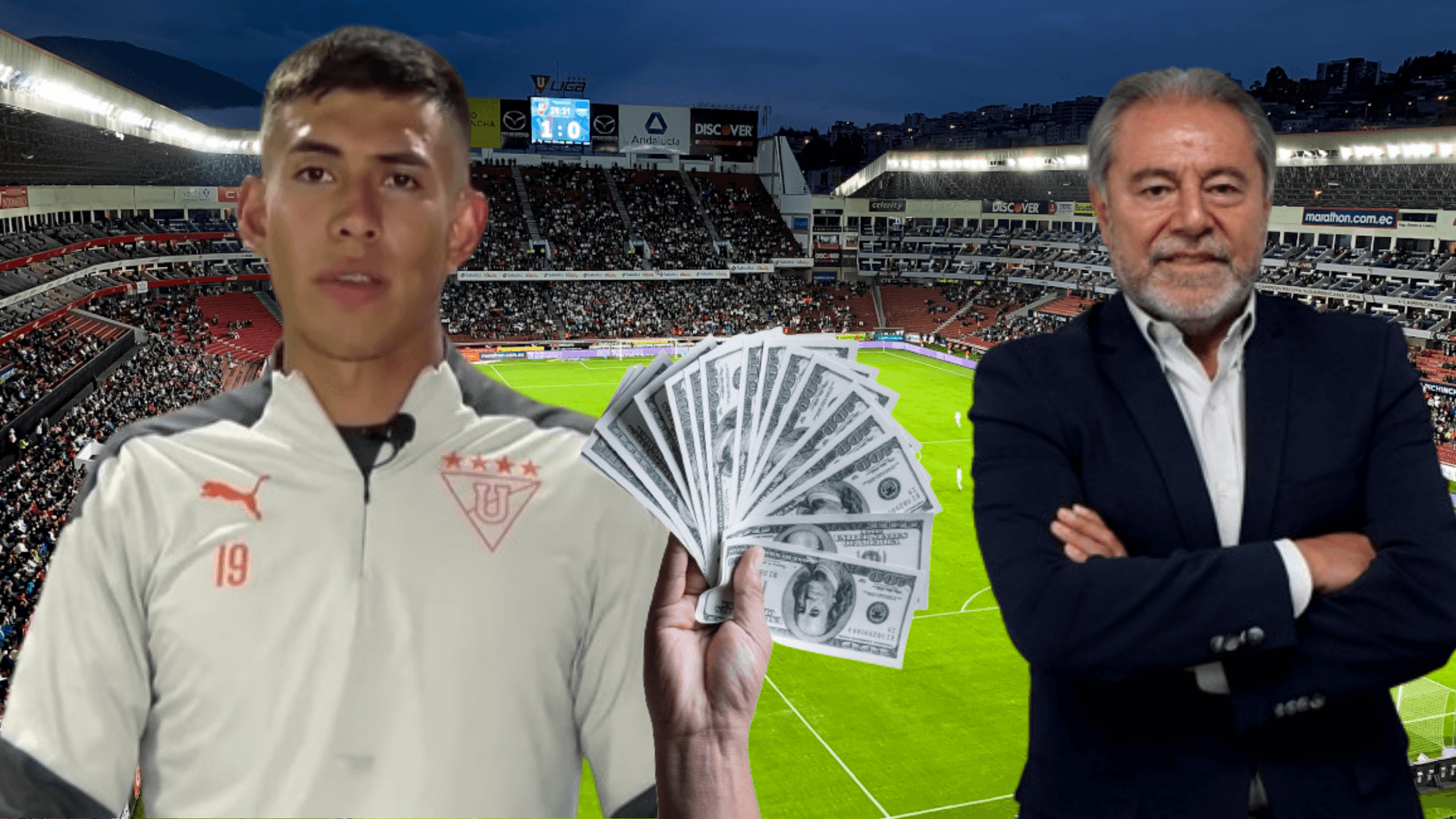 Zaid Romero e Isaac Álvarez en el Estadio Rodrigo Paz Delgado (Foto tomada de: Primicias/Liga de Quito/Metro)