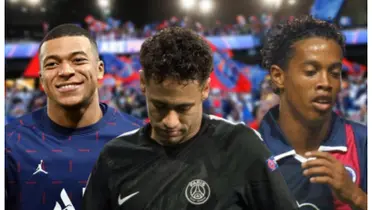 Mbappé feliz, Neymar e Ronaldinho Gaúcho triste