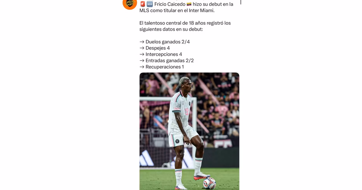 Fricio Caicedo en su debut con el Inter Miami