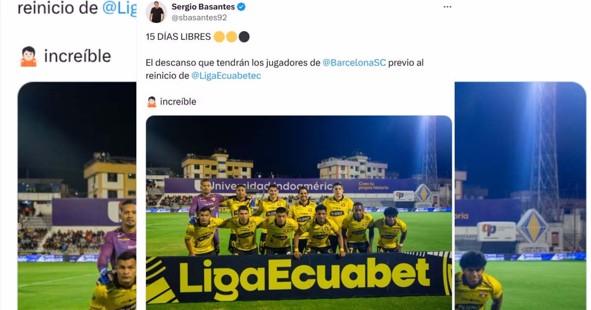 Barcelona SC tendrá 15 días libres 
