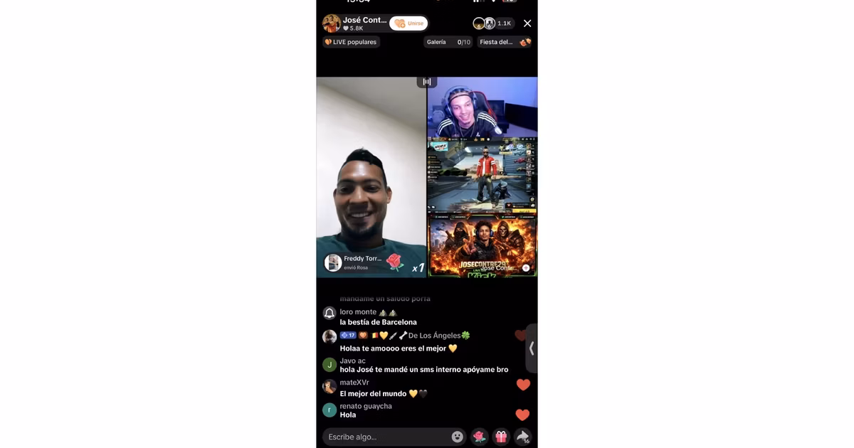 José Contreras compartiendo con un streamer en Tik Tok