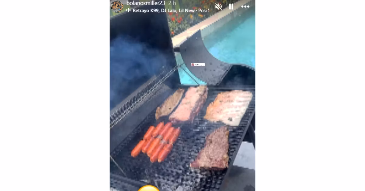 Miller Bolaños haciendo una parrillada
