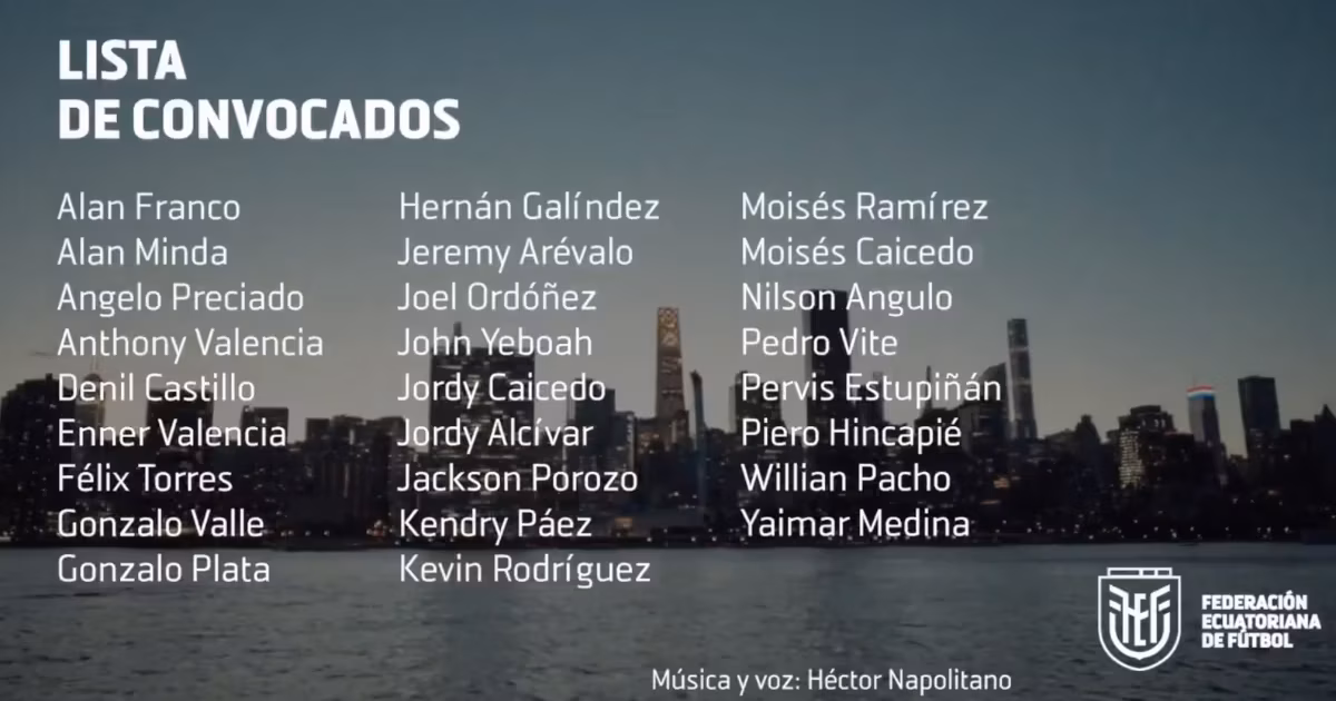 Oficial, los convocados de la Selección Ecuatoriana para el Mundial 2026