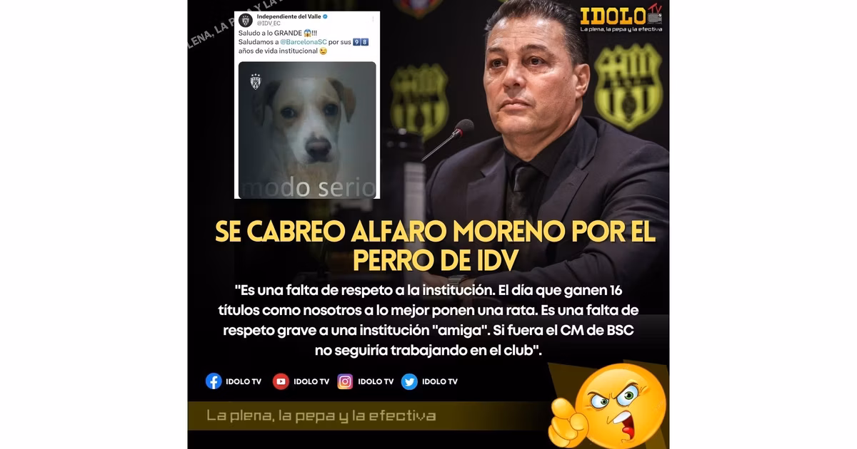 Alfaro Moreno estalla por la burla de IDV a Barcelona SC: “Es una falta de respeto”