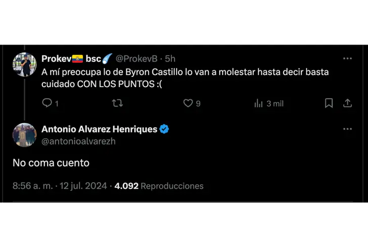 Respuesta de Antonio Álvarez tras la controversia que genera el caso Byron Castillo