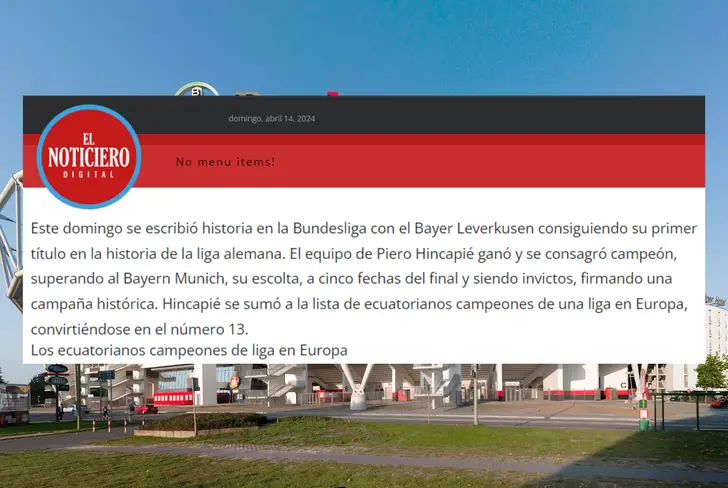 Nota de El Diario Digital tras el campeonato de Piero Hincapié